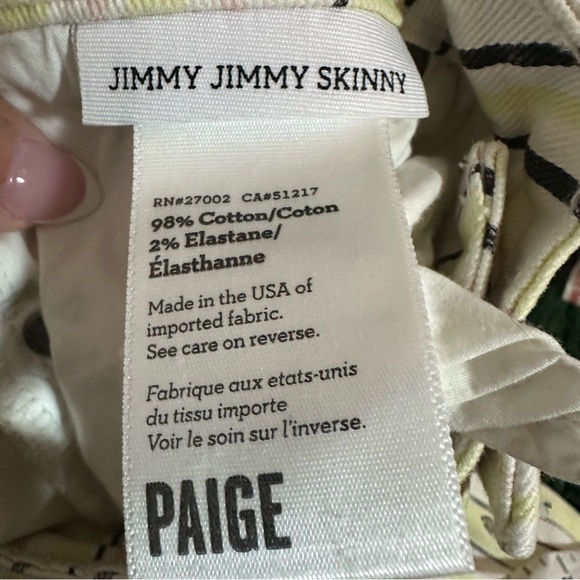Paige Jimmy Jimmy Pink Lemonade Striped Skinny Jeans Size 25 - Picture 5 of 8